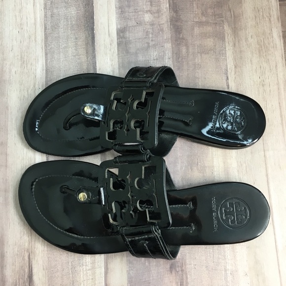 Tory Burch Shoes - Tory Burch 9 Patent Leather Logo Square Sandals